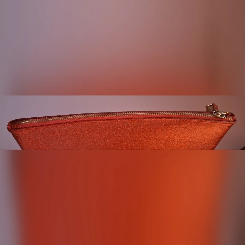 EUC Marc Jacobs Red Sparkle Vegan Patent Travel Cosmetic Makeup Beauty Pouch Bag
